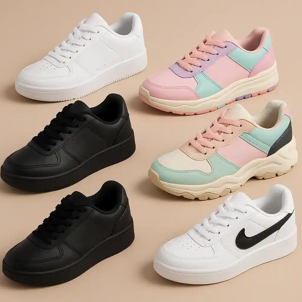 Zapatillas blancas para mujer con detalles en color