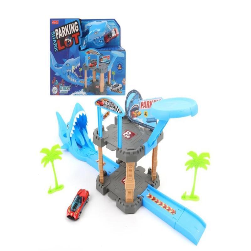 Juguete: parking shark lot – pista de tiburón con rampas
