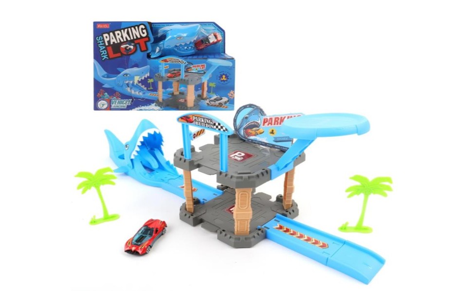 Juguete: parking shark lot – pista de tiburón con rampas
