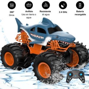 Juguete: anfibio monster shark todo terreno tierra y agua