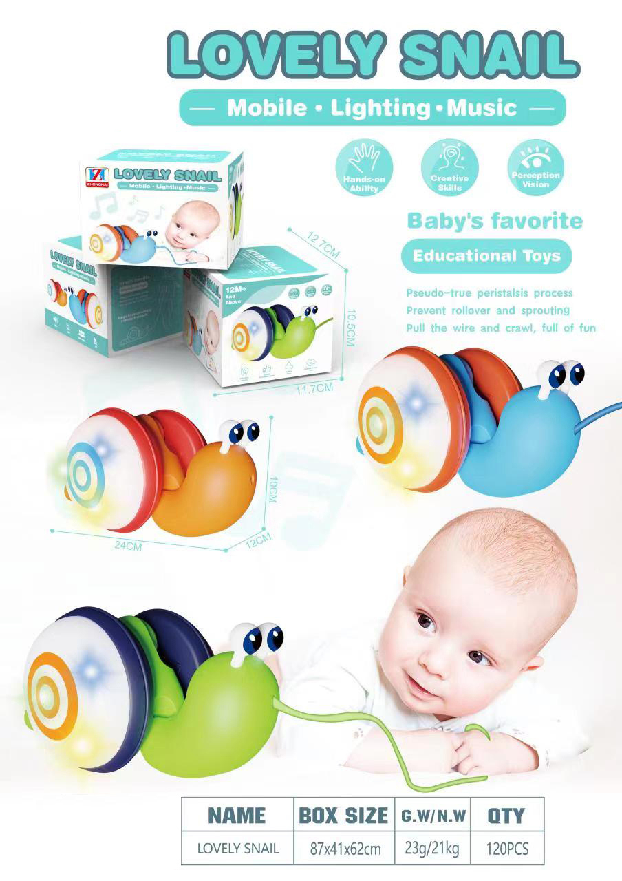 Juguete: caracol de arrastre con luz y sonid